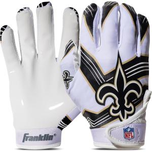 Franklin Sports Youth NFL Football Receiver Gloves – Kids Football Gloves Pair – NFL Team Logos and Silicone Palm(New Orleans Saints)