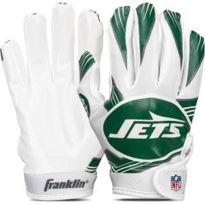 Franklin Sports Youth NFL Football Receiver Gloves – Kids Football Gloves Pair – NFL Team Logos and Silicone Palm(New York Jets 2)
