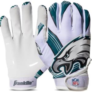 Franklin Sports Youth NFL Football Receiver Gloves – Kids Football Gloves Pair – NFL Team Logos and Silicone Palm(Philadelphia Eagles)
