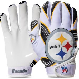 Franklin Sports Youth NFL Football Receiver Gloves – Kids Football Gloves Pair – NFL Team Logos and Silicone Palm(Pittsburgh Steelers)