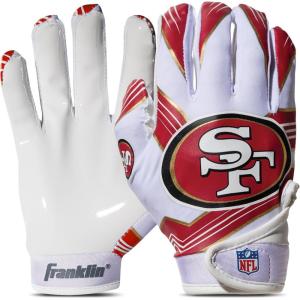 Franklin Sports Youth NFL Football Receiver Gloves – Kids Football Gloves Pair – NFL Team Logos and Silicone Palm(San Francisco 49ers)