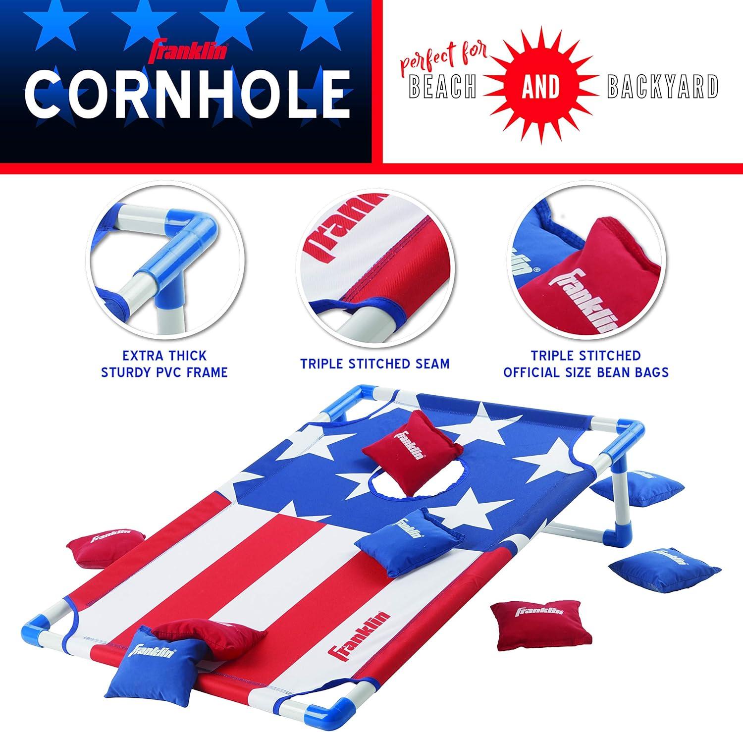 image:imageFranklin Sports Cornhole Game Sets Portable Cornhole Boards Bean Bags 2 Cornhole Boards 8 Bean Bags Included Perfect Beach Lawn Tailgate Bean Bag Toss Game Set1 Hole Toss