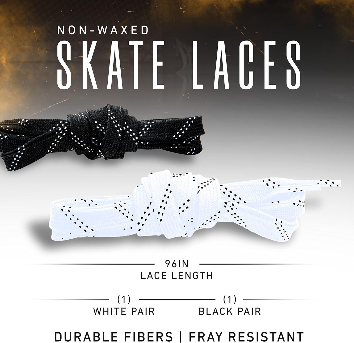 image:imageFranklin Sports Hockey Skate Laces Set of 2 NonWaxed Pairs White Black Unwaxed Ice Hockey Laces Molded Tips96