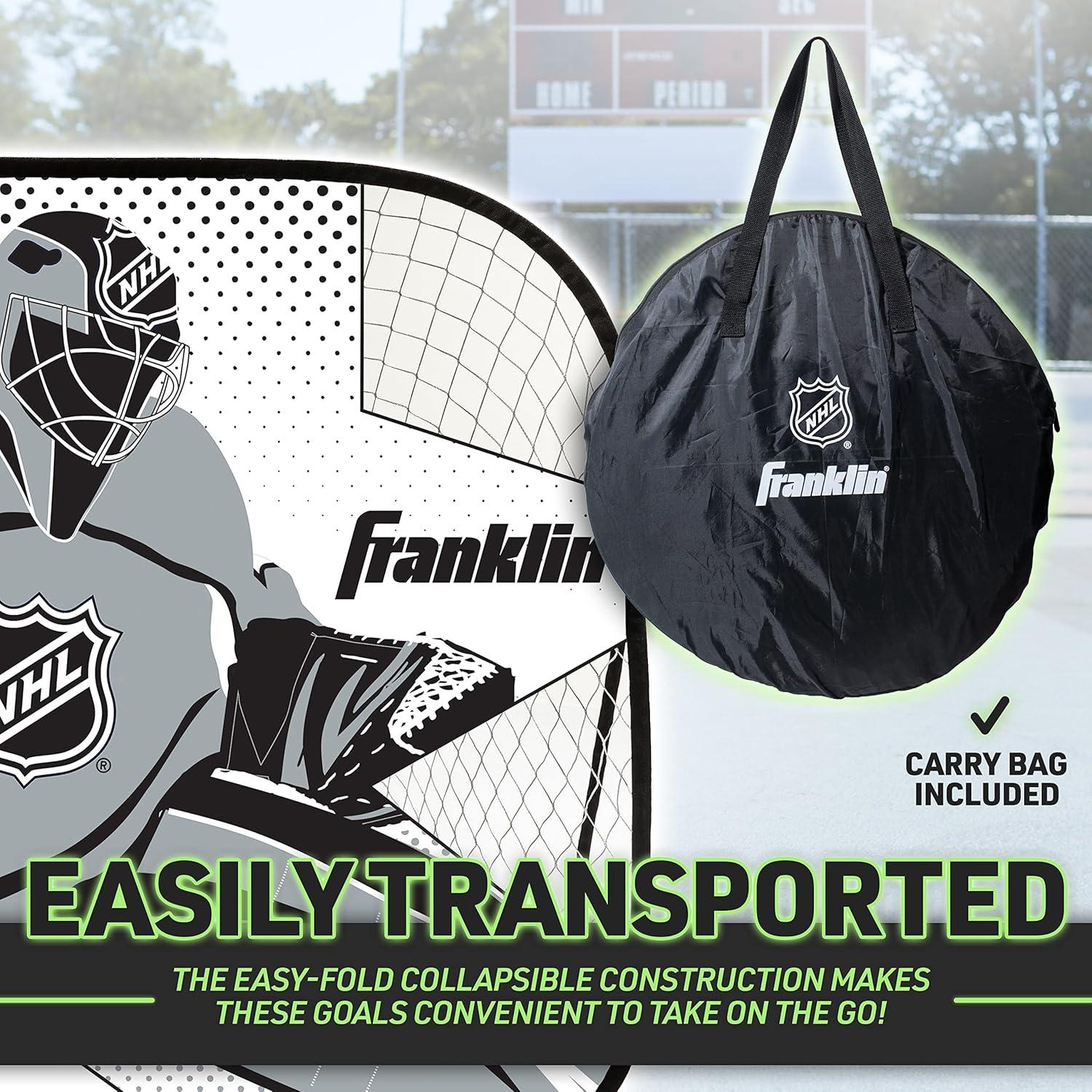 image:imageFranklin Sports Kids Portable Street Hockey Goal Shooter Tutor Set Pop Up Folding Net with Goalie Target Included 2in1 Goal Set