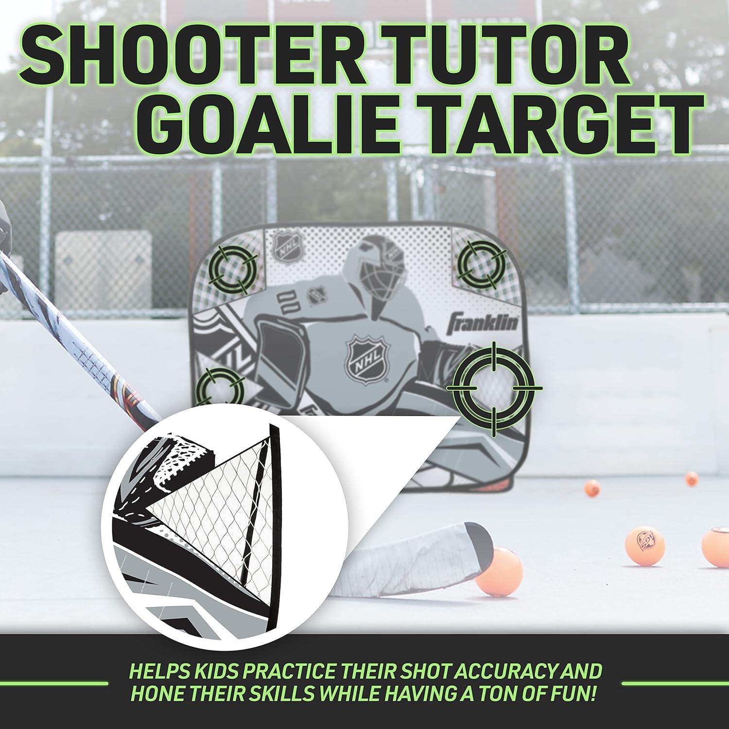 image:imageFranklin Sports Kids Portable Street Hockey Goal Shooter Tutor Set Pop Up Folding Net with Goalie Target Included 2in1 Goal Set