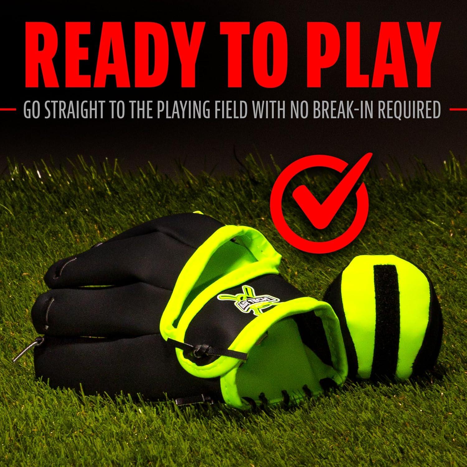 image:imageFranklin Sports Kids Toy Baseball Glove Ball Set Stiktek Baseball Teeball Glove for Boys Girls SelfStick Mitt Ball Included Youth Baseball Toy for Ages 3 8 Inch GloveBlackYellow