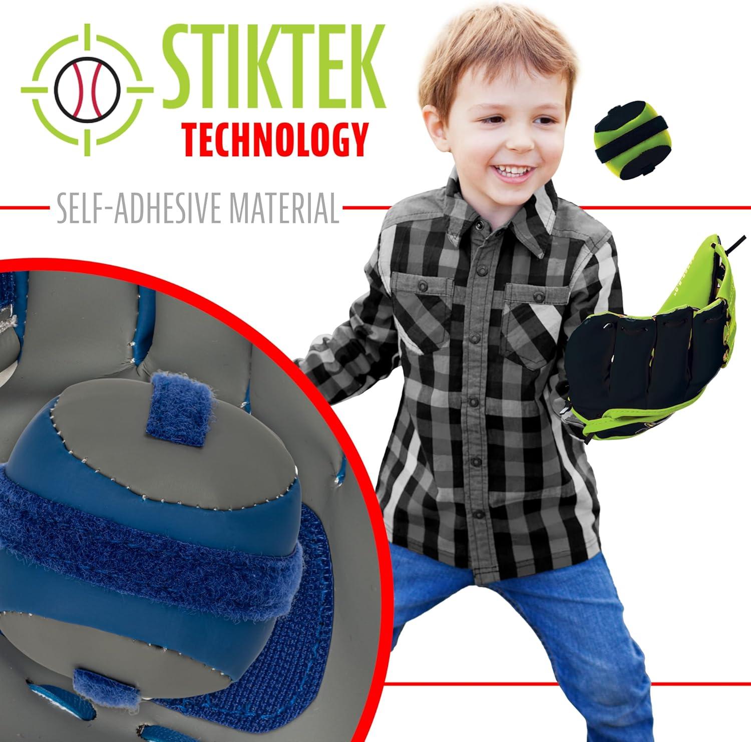image:imageFranklin Sports Kids Toy Baseball Glove Ball Set Stiktek Baseball Teeball Glove for Boys Girls SelfStick Mitt Ball Included Youth Baseball Toy for Ages 3 8 Inch GloveGreyNavy