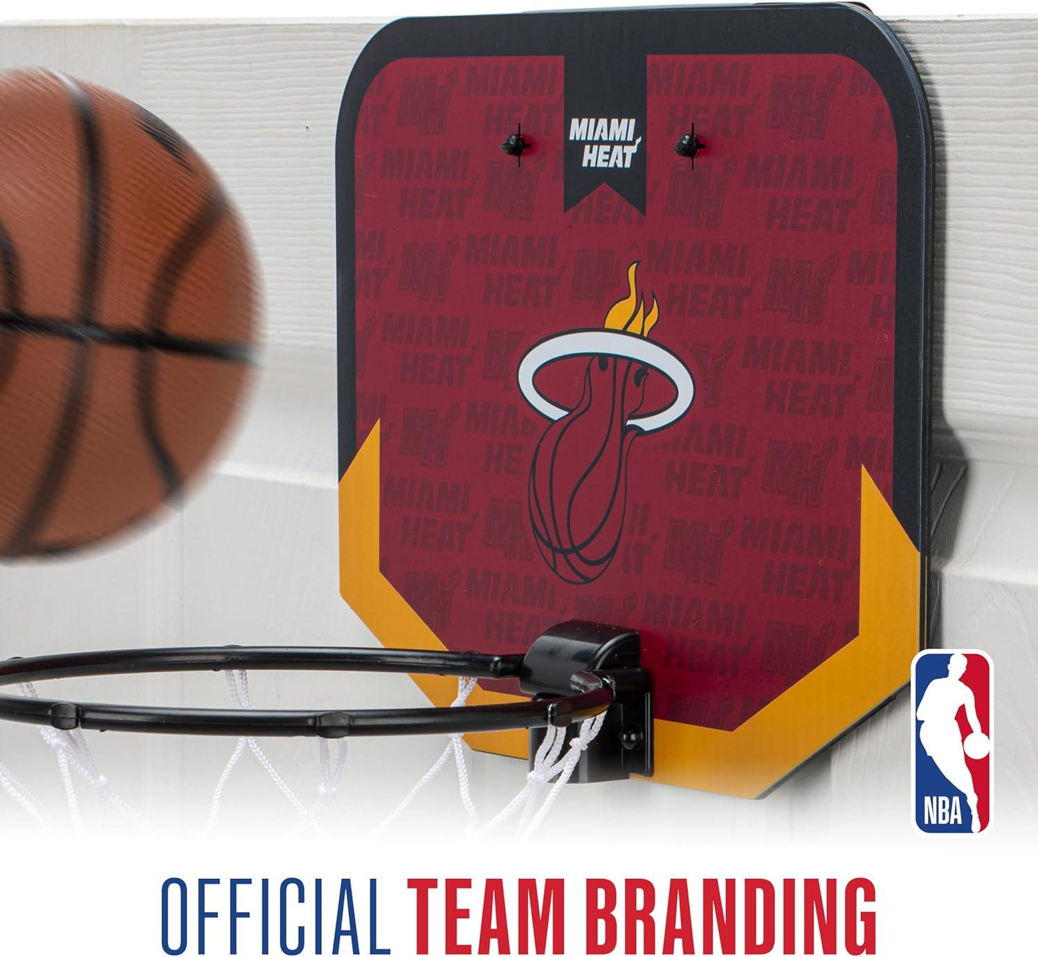image:imageFranklin Sports NBA Team Over The Door Basketball Hoop Kids Indoor Mini Basketball Hoop with Basketball NBA Fan Shop Mini Hoop for Bedroom amp OfficeMiami Heat