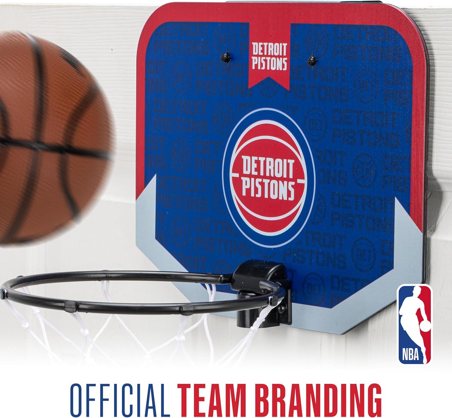 image:imageFranklin Sports NBA Team Over The Door Basketball Hoop Kids Indoor Mini Basketball Hoop with Basketball NBA Fan Shop Mini Hoop for Bedroom amp OfficeDetroit Pistons