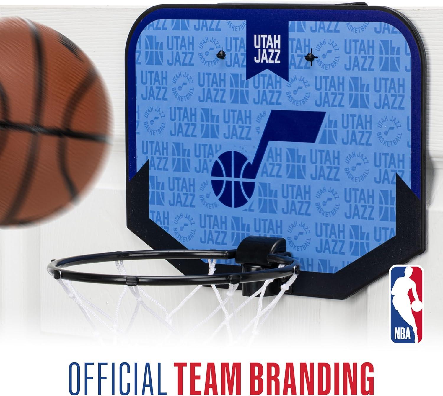 image:imageFranklin Sports NBA Team Over The Door Basketball Hoop Kids Indoor Mini Basketball Hoop with Basketball NBA Fan Shop Mini Hoop for Bedroom amp OfficeUtah Jazz
