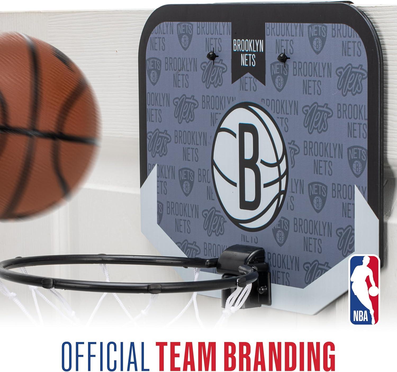 image:imageFranklin Sports NBA Team Over The Door Basketball Hoop Kids Indoor Mini Basketball Hoop with Basketball NBA Fan Shop Mini Hoop for Bedroom amp OfficeBrooklyn Nets