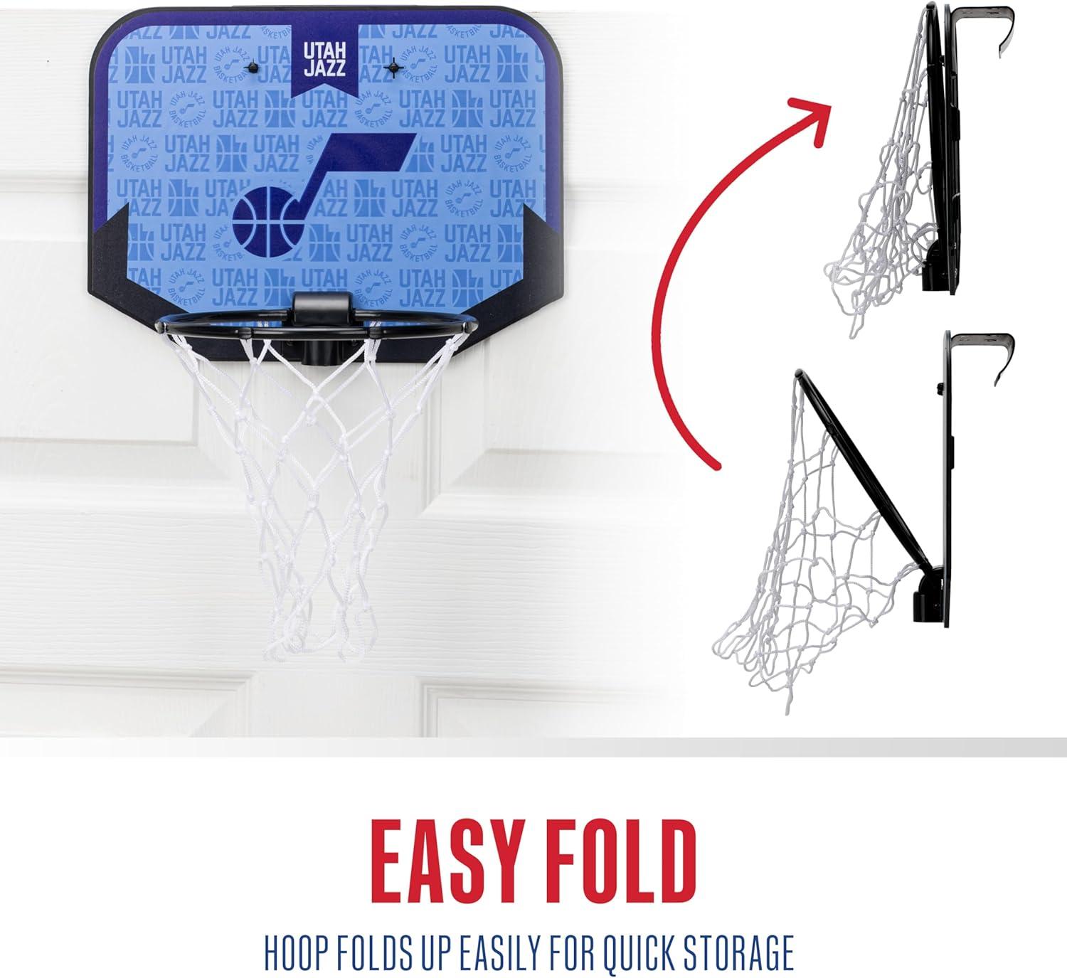 image:imageFranklin Sports NBA Team Over The Door Basketball Hoop Kids Indoor Mini Basketball Hoop with Basketball NBA Fan Shop Mini Hoop for Bedroom amp OfficeUtah Jazz