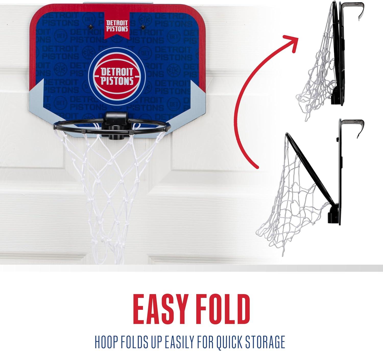 image:imageFranklin Sports NBA Team Over The Door Basketball Hoop Kids Indoor Mini Basketball Hoop with Basketball NBA Fan Shop Mini Hoop for Bedroom amp OfficeDetroit Pistons