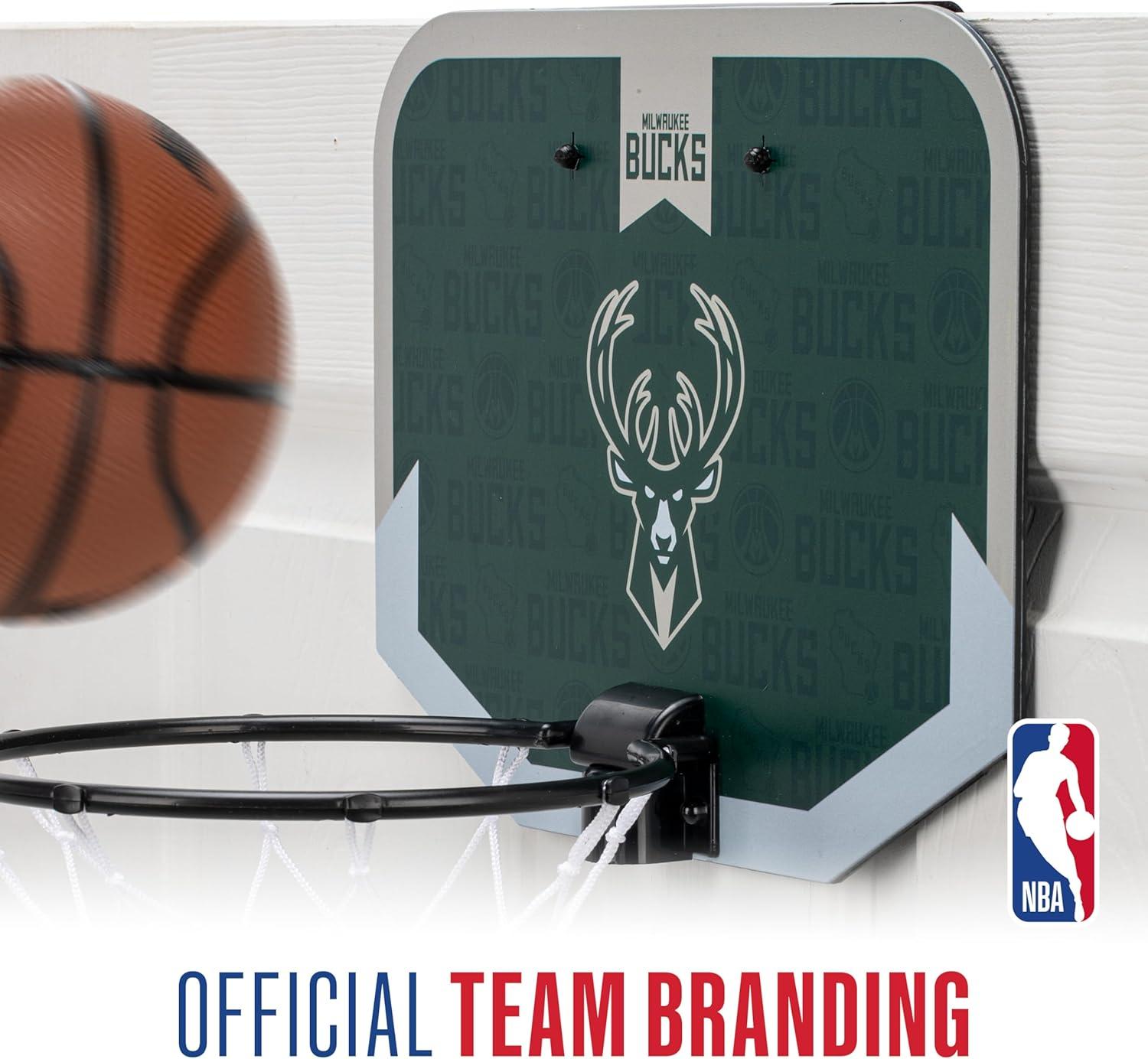 image:imageFranklin Sports NBA Team Over The Door Basketball Hoop Kids Indoor Mini Basketball Hoop with Basketball NBA Fan Shop Mini Hoop for Bedroom amp OfficeMilwaukee Bucks