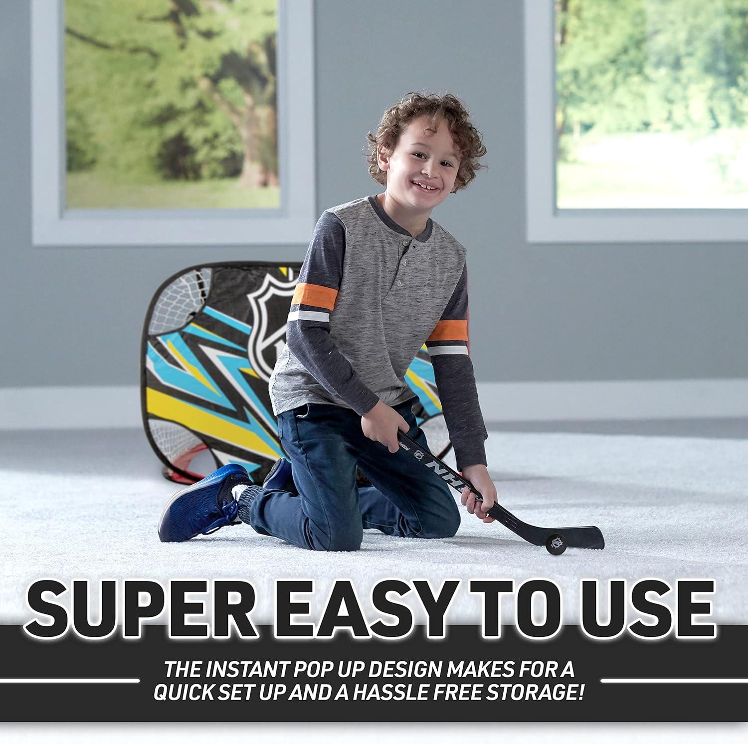 image:imageFranklin Sports NHL Kids Mini Hockey Goal Shooting Target Set Knee Hockey Pop Up Goal Shooter Tutor with 2 Mini Sticks 2 Foam Balls