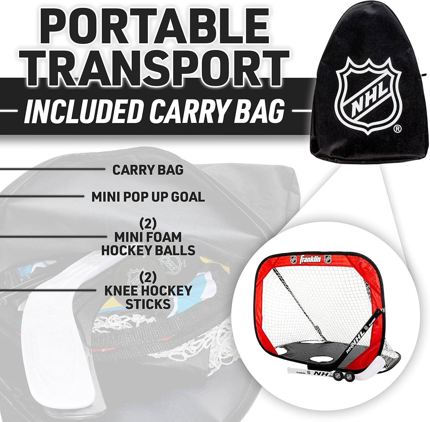 image:imageFranklin Sports NHL Kids Mini Hockey Goal Shooting Target Set Knee Hockey Pop Up Goal Shooter Tutor with 2 Mini Sticks 2 Foam Balls
