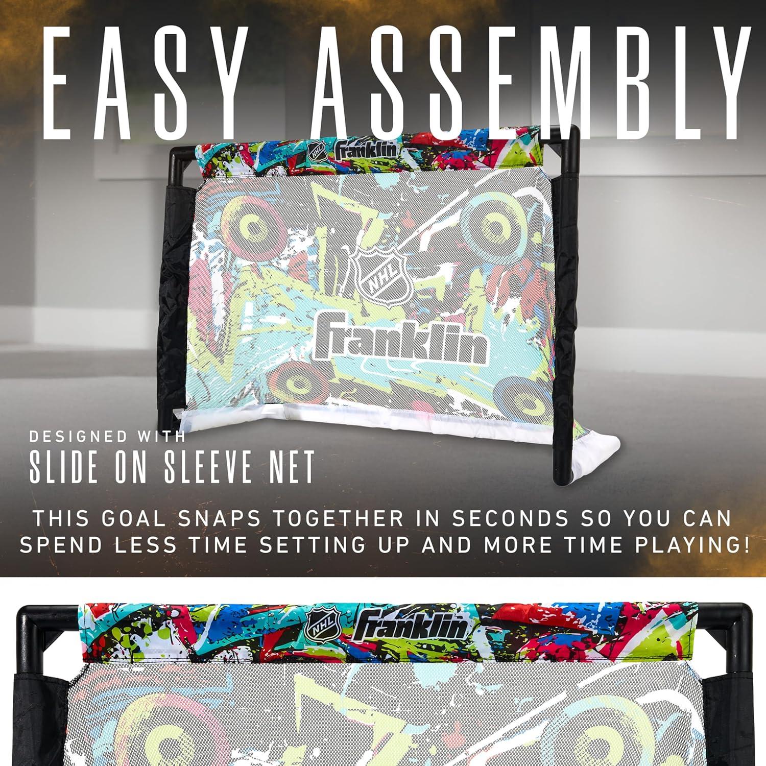 image:imageFranklin Sports NHL Kids Mini Hockey Set Includes 1 Knee Hockey Goal 2 Mini Sticks 2 Foam Balls Indoor Toy Youth Goal Sticks Set Graffiti