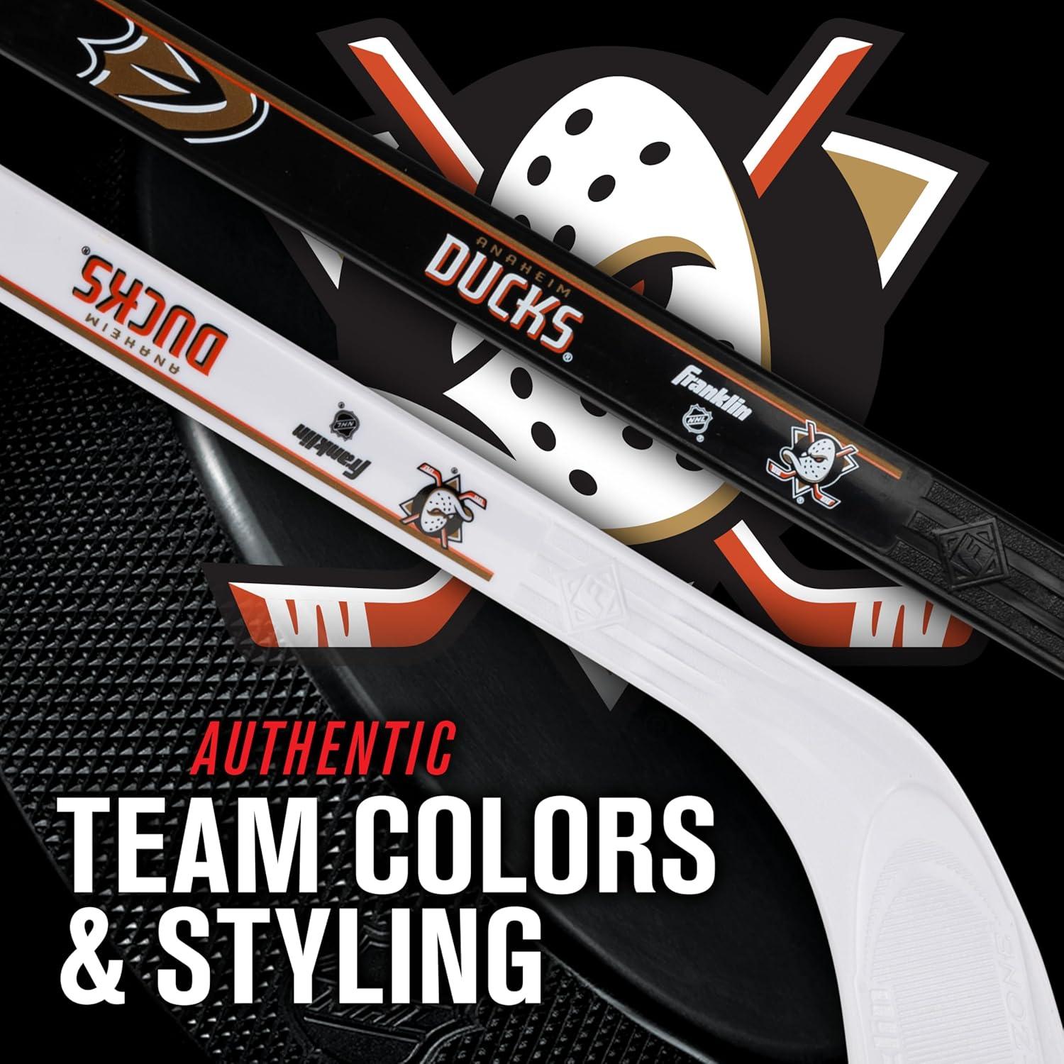 image:imageFranklin Sports NHL Mini Hockey Stick Set NHL Team Knee Hockey Stick and Ball Set Two Player Stick Set Great Toy for KidsAnaheim Ducks