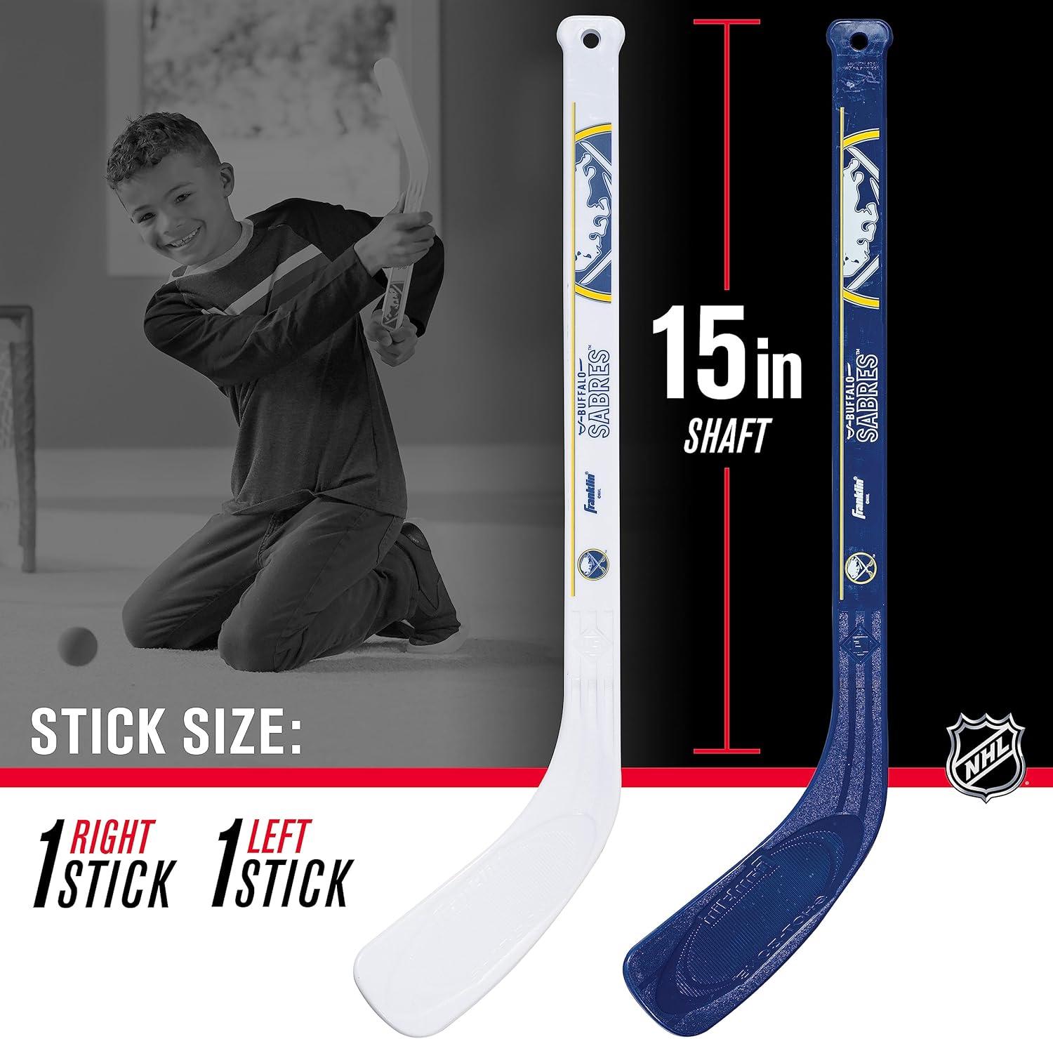 image:imageFranklin Sports NHL Mini Hockey Stick Set NHL Team Knee Hockey Stick and Ball Set Two Player Stick Set Great Toy for KidsBuffalo Sabres