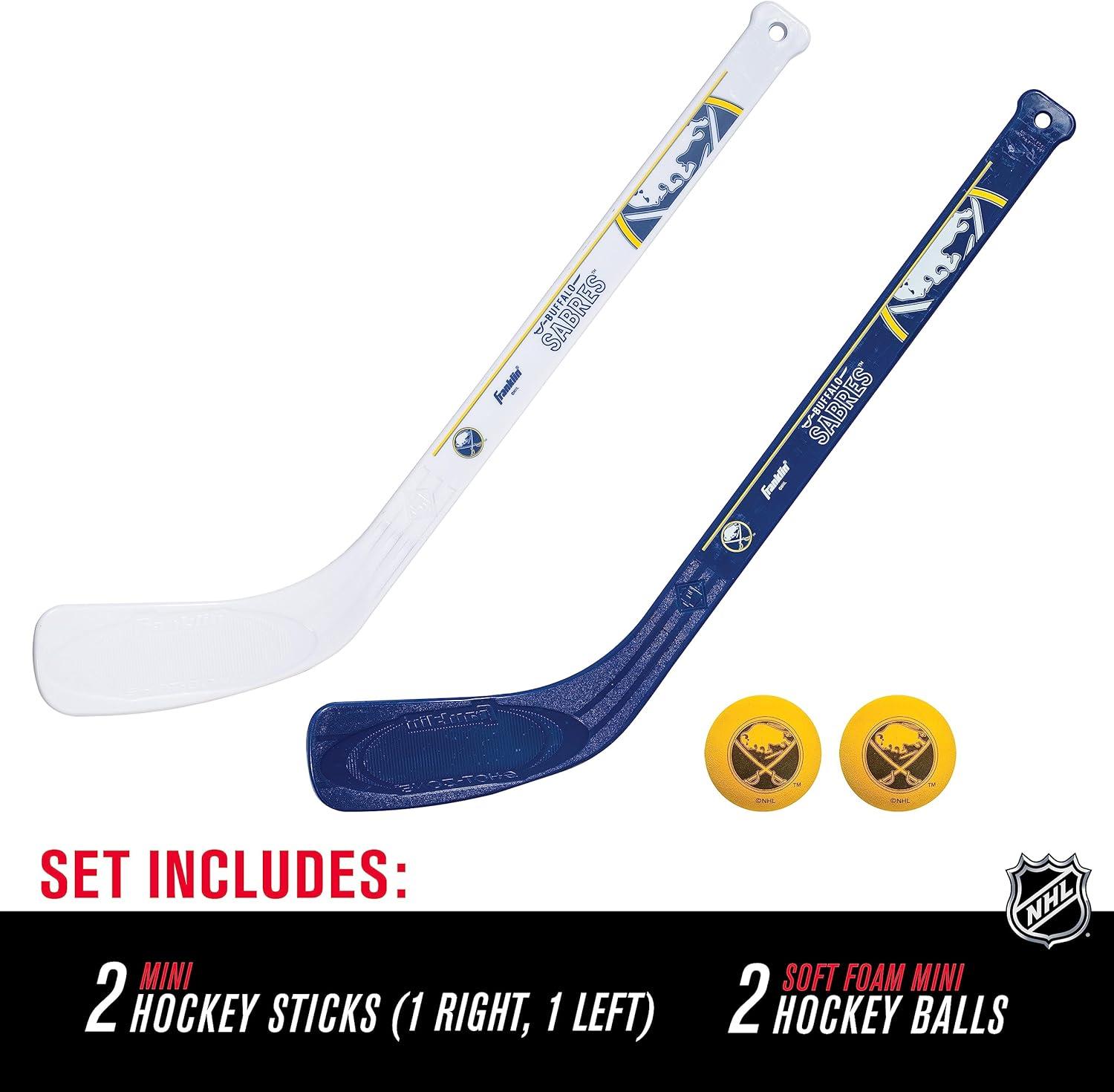 image:imageFranklin Sports NHL Mini Hockey Stick Set NHL Team Knee Hockey Stick and Ball Set Two Player Stick Set Great Toy for KidsBuffalo Sabres