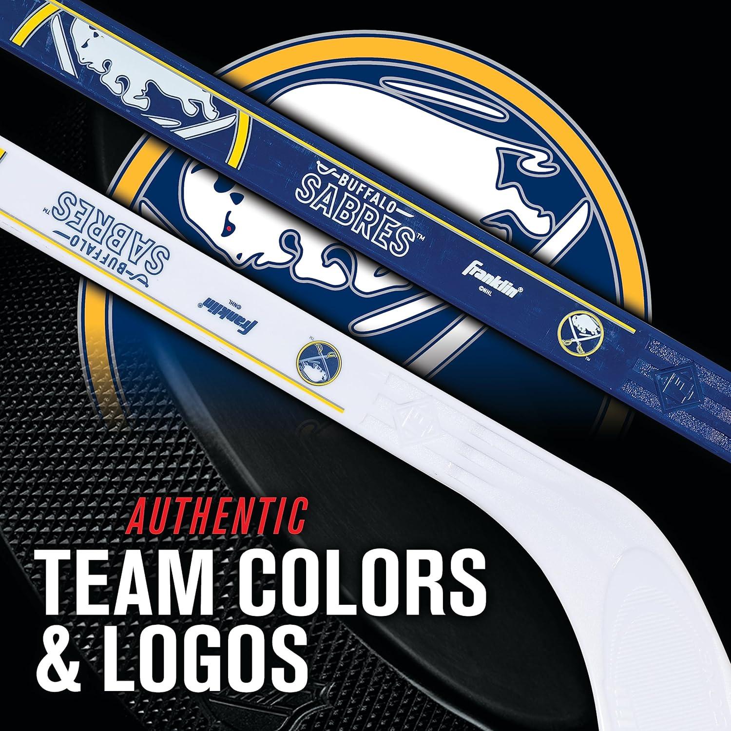 image:imageFranklin Sports NHL Mini Hockey Stick Set NHL Team Knee Hockey Stick and Ball Set Two Player Stick Set Great Toy for KidsBuffalo Sabres