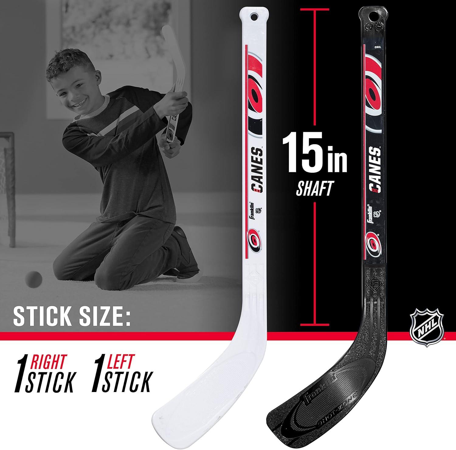 image:imageFranklin Sports NHL Mini Hockey Stick Set NHL Team Knee Hockey Stick and Ball Set Two Player Stick Set Great Toy for KidsCarolina Hurricanes