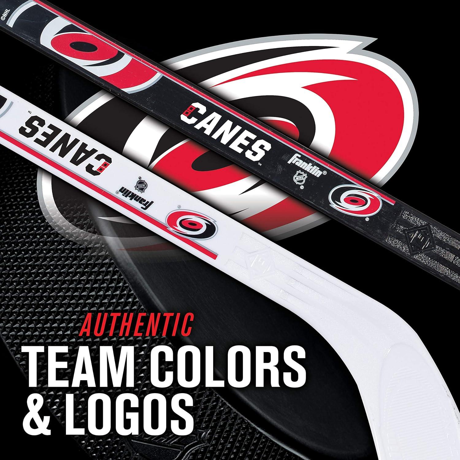 image:imageFranklin Sports NHL Mini Hockey Stick Set NHL Team Knee Hockey Stick and Ball Set Two Player Stick Set Great Toy for KidsCarolina Hurricanes