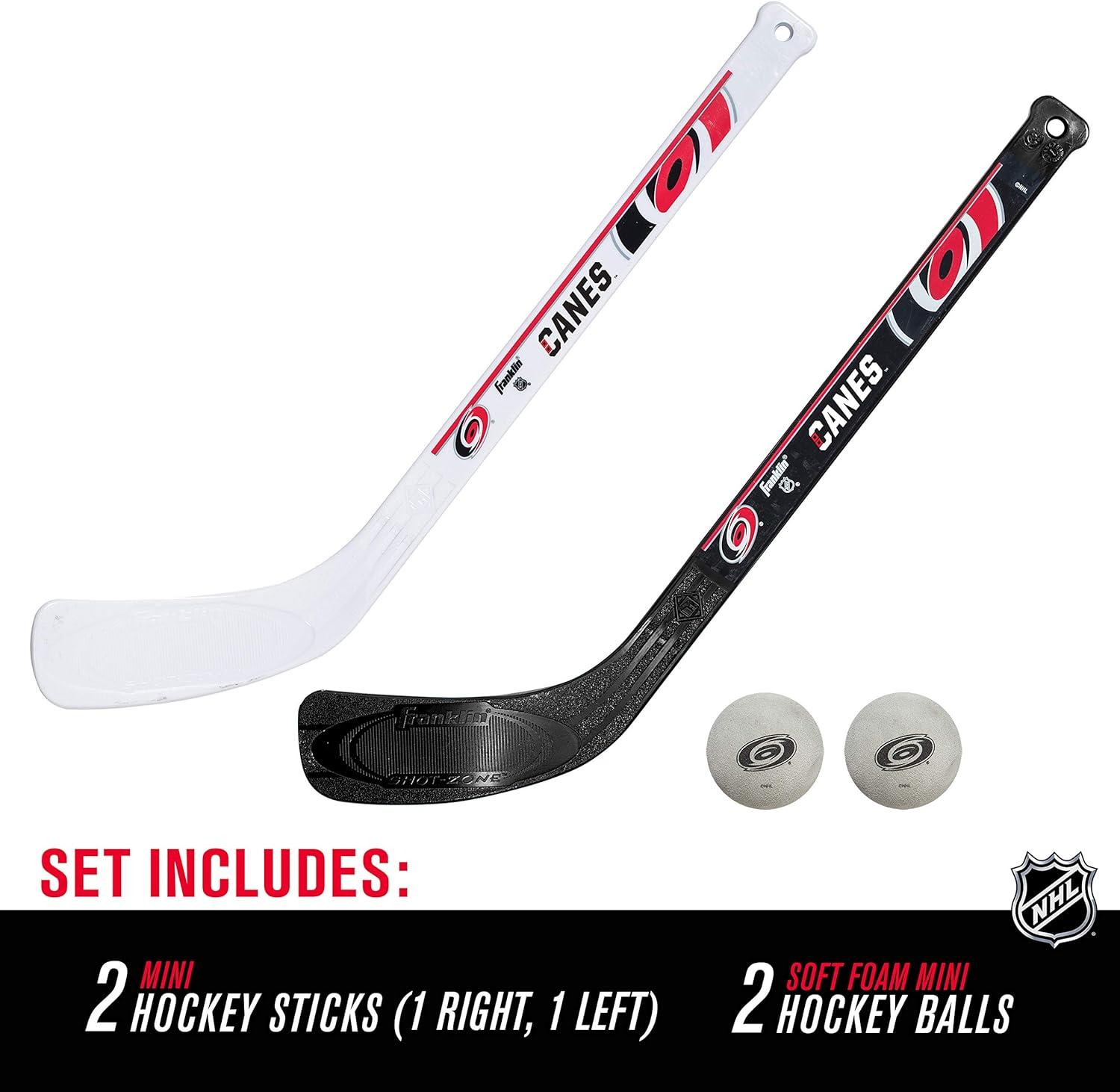 image:imageFranklin Sports NHL Mini Hockey Stick Set NHL Team Knee Hockey Stick and Ball Set Two Player Stick Set Great Toy for KidsCarolina Hurricanes