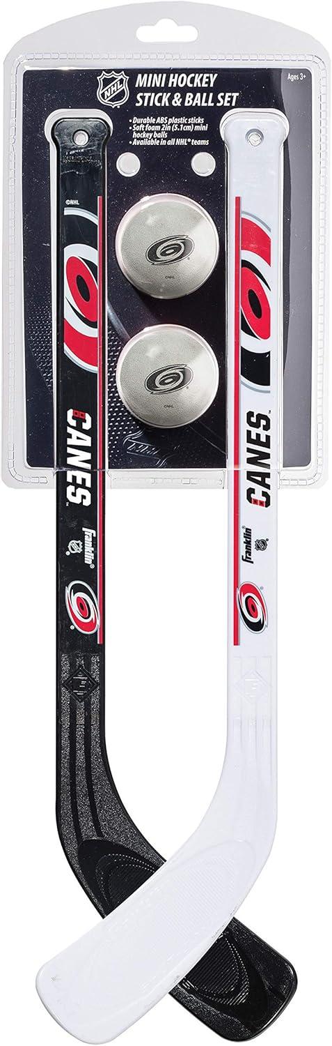 image:imageFranklin Sports NHL Mini Hockey Stick Set NHL Team Knee Hockey Stick and Ball Set Two Player Stick Set Great Toy for KidsCarolina Hurricanes