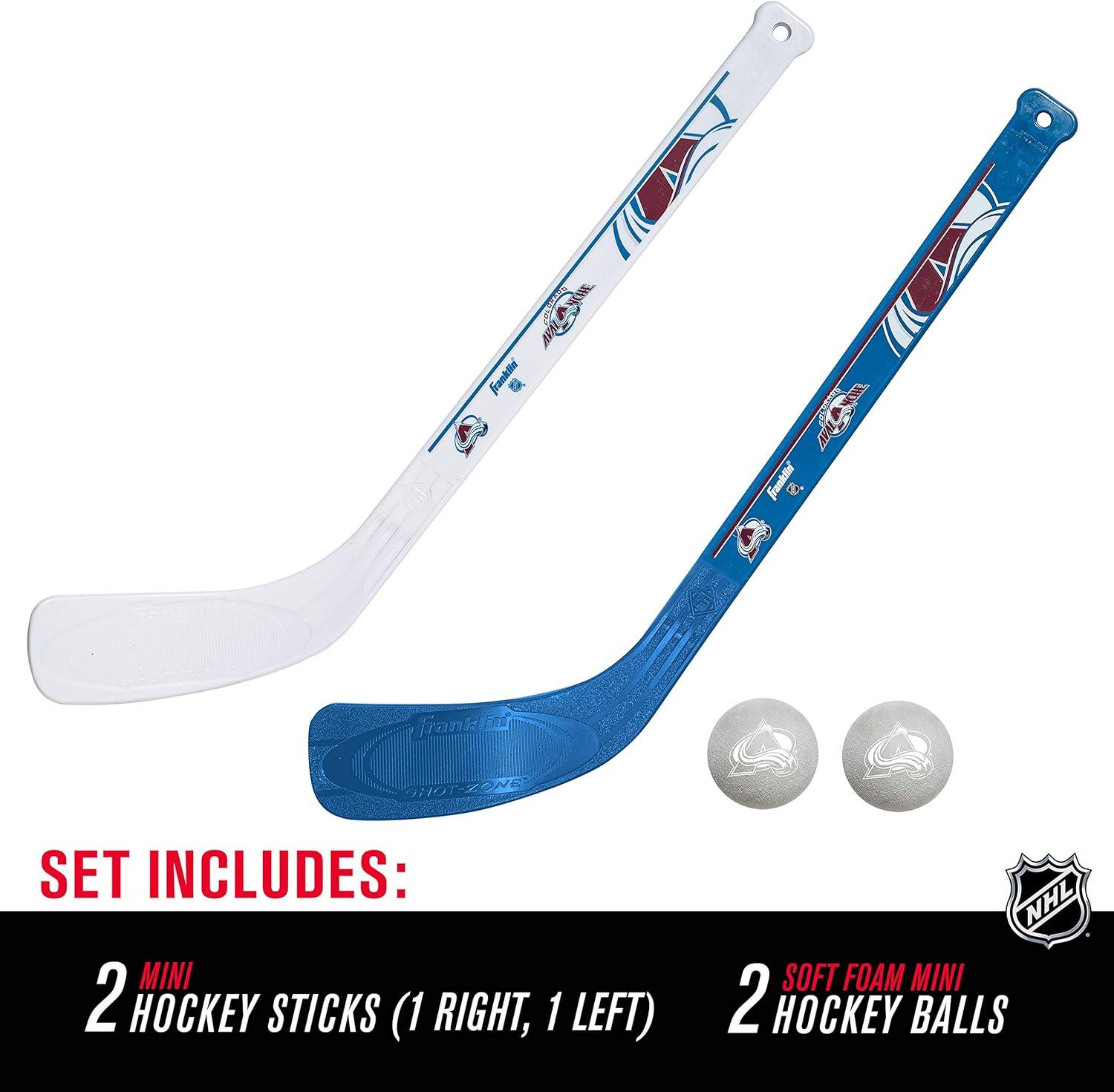 image:imageFranklin Sports NHL Mini Hockey Stick Set NHL Team Knee Hockey Stick and Ball Set Two Player Stick Set Great Toy for KidsColorado Avalanche