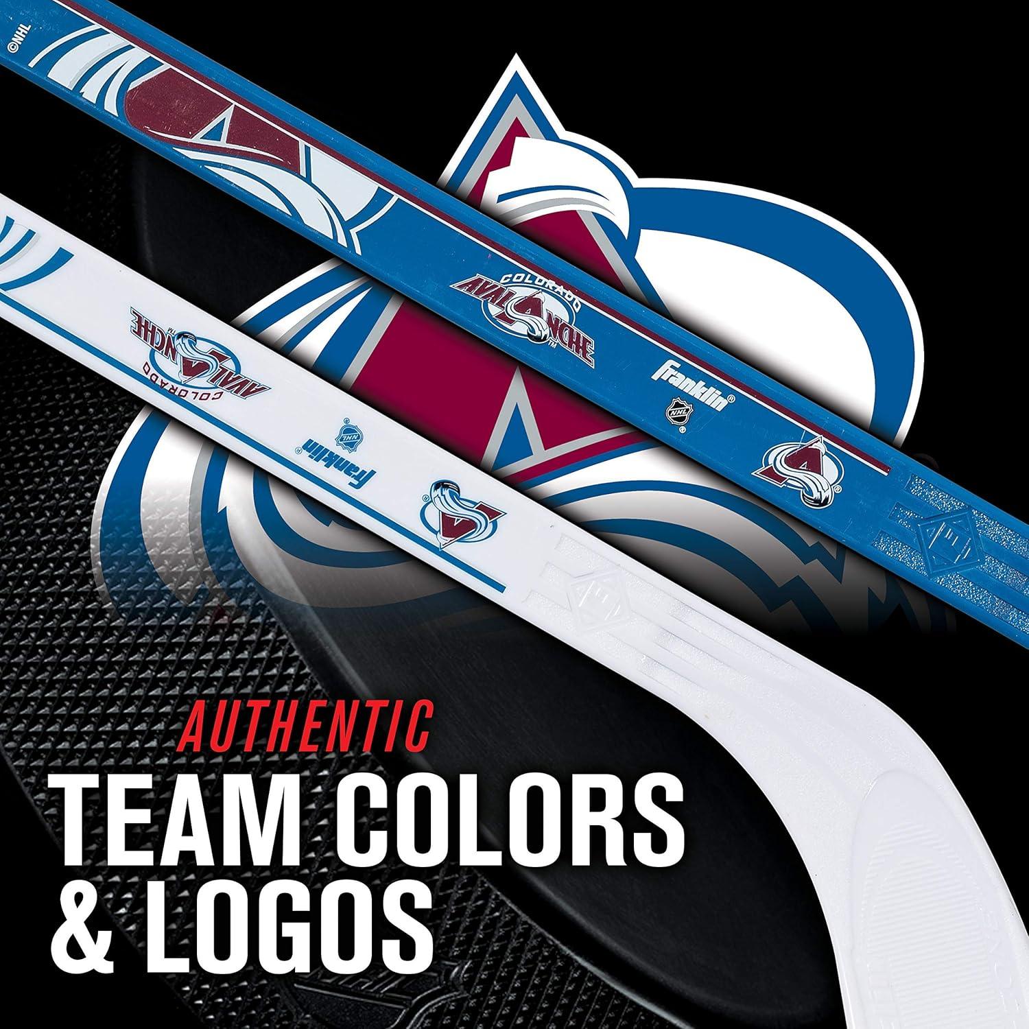 image:imageFranklin Sports NHL Mini Hockey Stick Set NHL Team Knee Hockey Stick and Ball Set Two Player Stick Set Great Toy for KidsColorado Avalanche