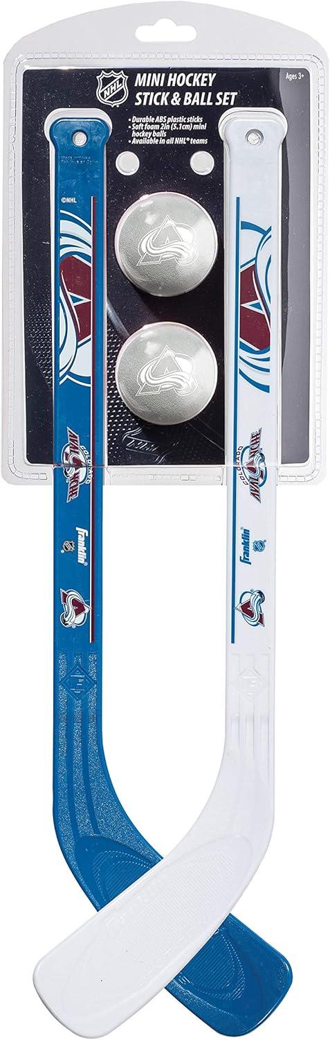 image:imageFranklin Sports NHL Mini Hockey Stick Set NHL Team Knee Hockey Stick and Ball Set Two Player Stick Set Great Toy for KidsColorado Avalanche