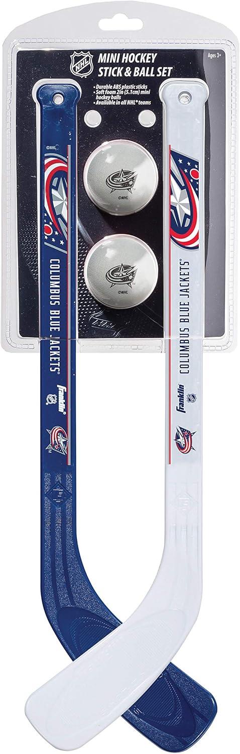 image:imageFranklin Sports NHL Mini Hockey Stick Set NHL Team Knee Hockey Stick and Ball Set Two Player Stick Set Great Toy for KidsColumbus Blue Jackets