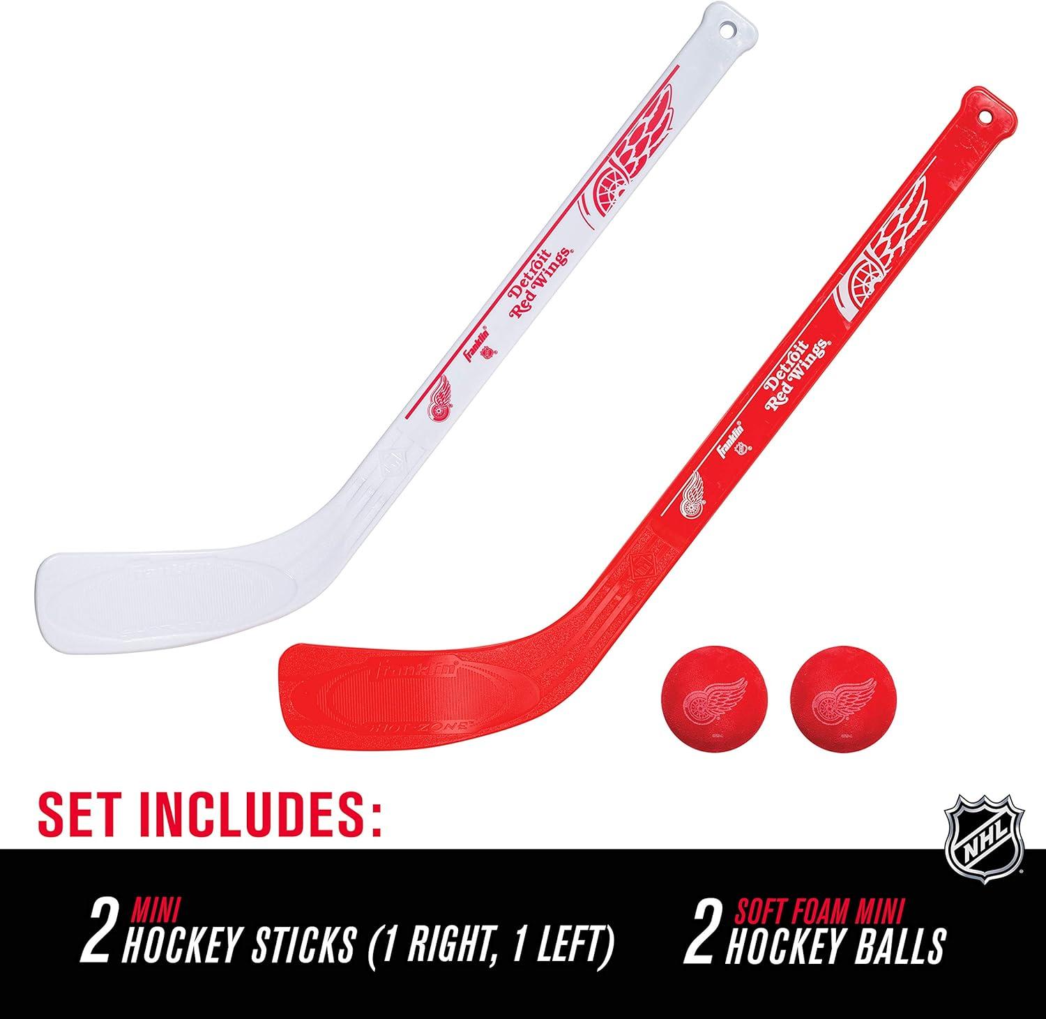 image:imageFranklin Sports NHL Mini Hockey Stick Set NHL Team Knee Hockey Stick and Ball Set Two Player Stick Set Great Toy for KidsDetroit Red Wings