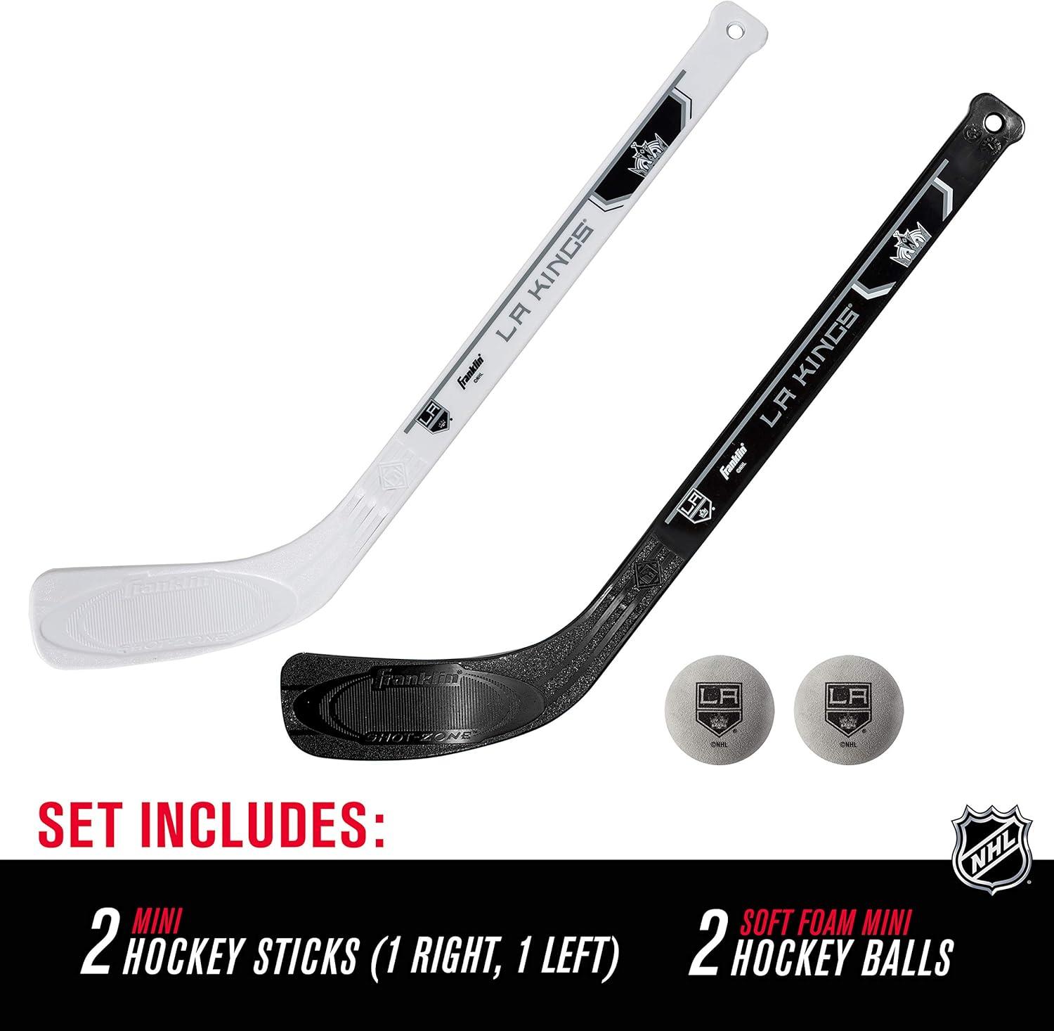 image:imageFranklin Sports NHL Mini Hockey Stick Set NHL Team Knee Hockey Stick and Ball Set Two Player Stick Set Great Toy for KidsLos Angeles Kings 2