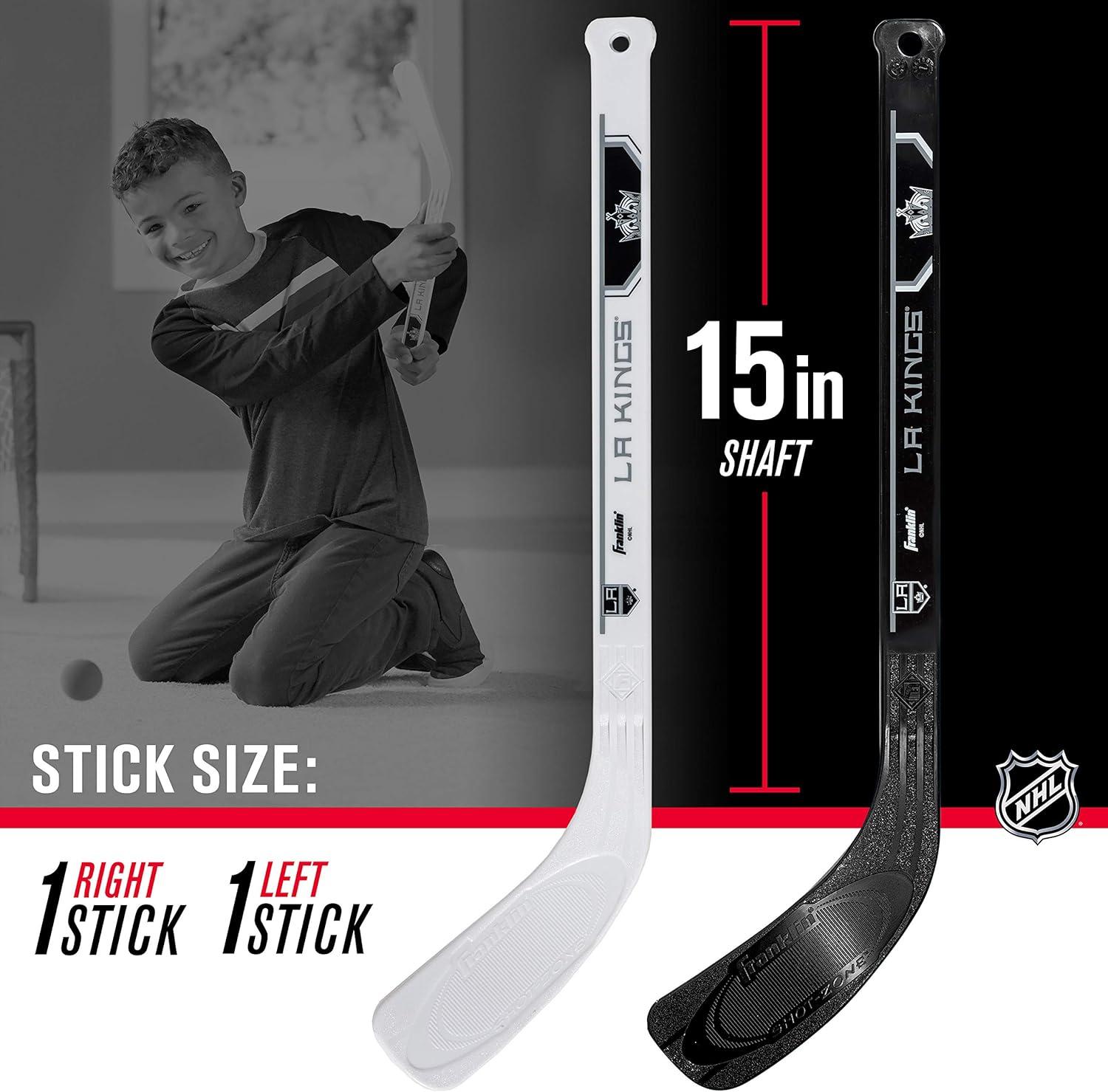 image:imageFranklin Sports NHL Mini Hockey Stick Set NHL Team Knee Hockey Stick and Ball Set Two Player Stick Set Great Toy for KidsLos Angeles Kings 2