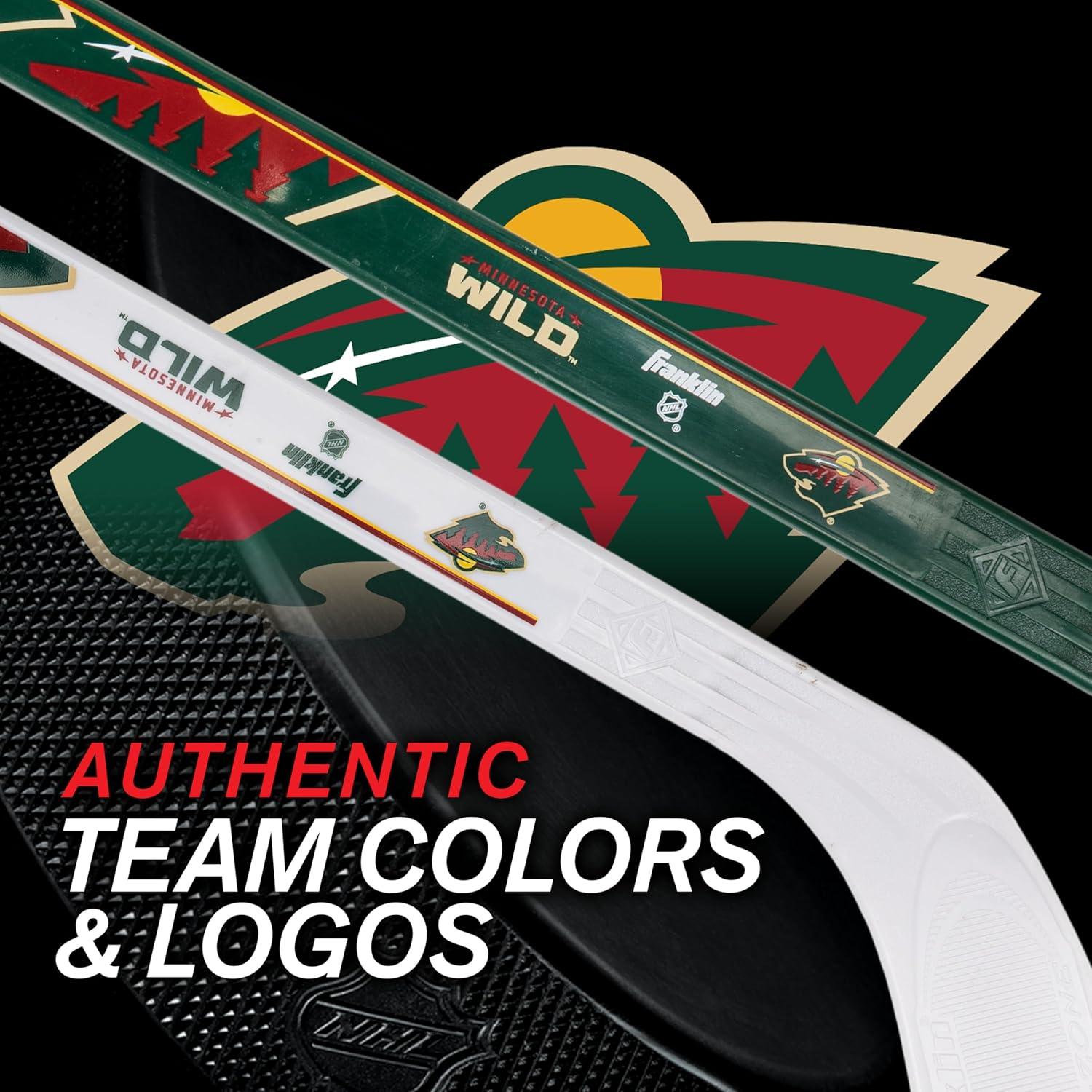 image:imageFranklin Sports NHL Mini Hockey Stick Set NHL Team Knee Hockey Stick and Ball Set Two Player Stick Set Great Toy for KidsMinnesota Wild