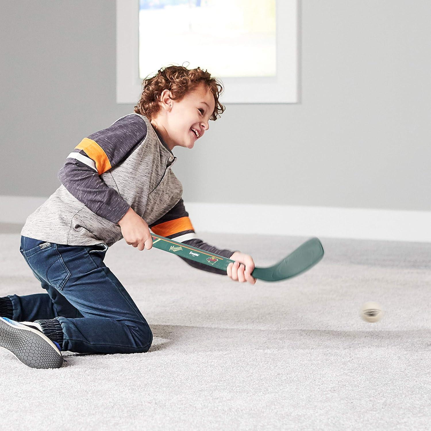 image:imageFranklin Sports NHL Mini Hockey Stick Set NHL Team Knee Hockey Stick and Ball Set Two Player Stick Set Great Toy for KidsMinnesota Wild