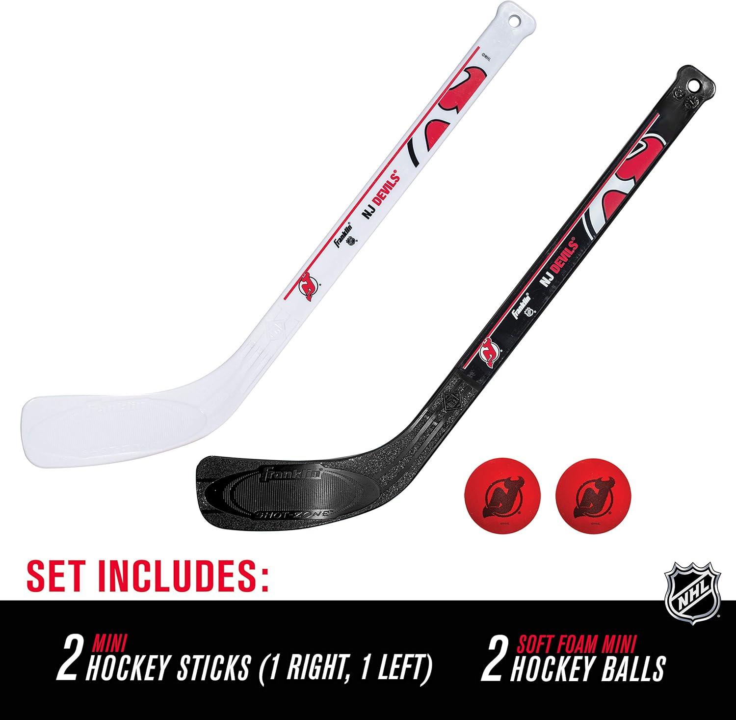 image:imageFranklin Sports NHL Mini Hockey Stick Set NHL Team Knee Hockey Stick and Ball Set Two Player Stick Set Great Toy for KidsNew Jersey Devils