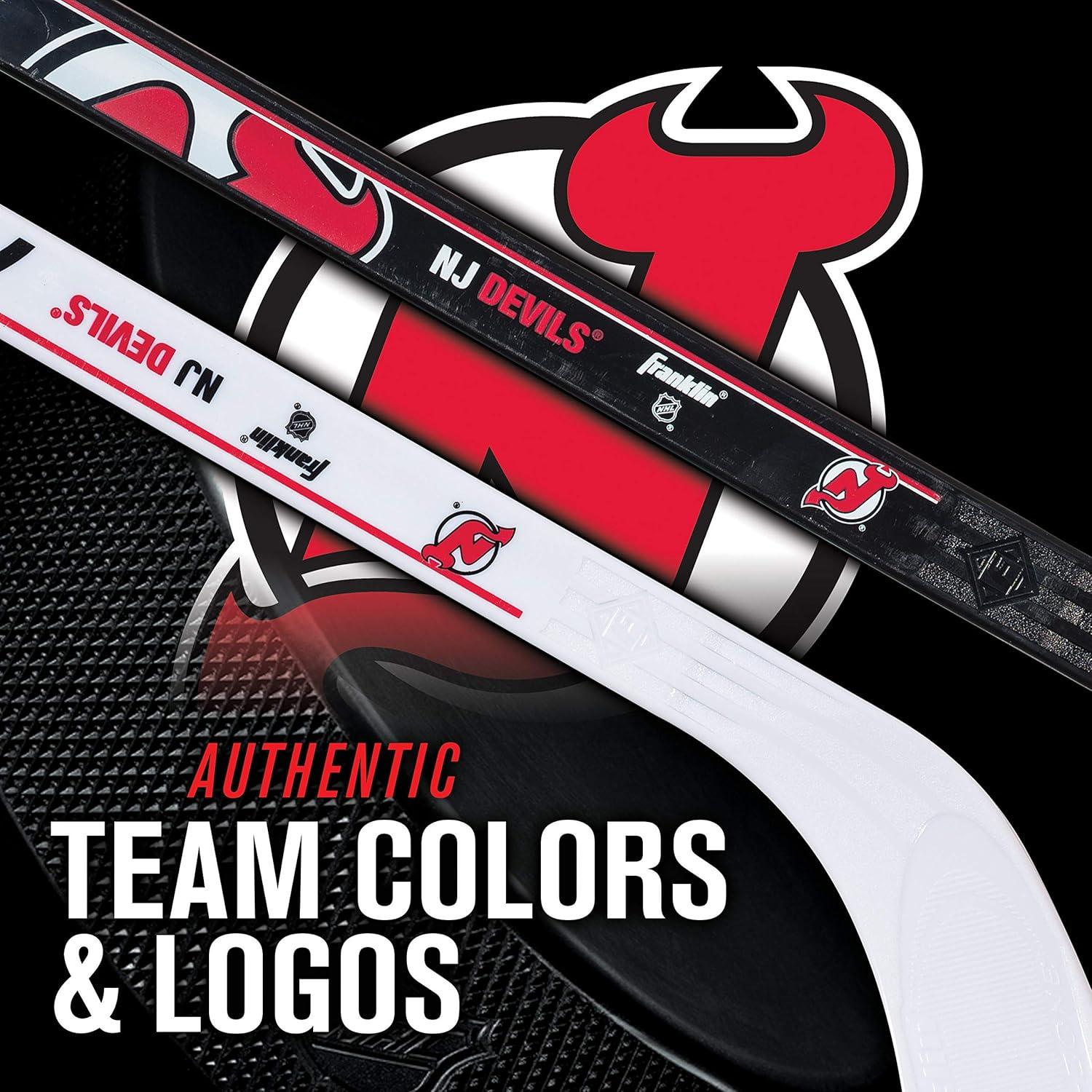 image:imageFranklin Sports NHL Mini Hockey Stick Set NHL Team Knee Hockey Stick and Ball Set Two Player Stick Set Great Toy for KidsNew Jersey Devils