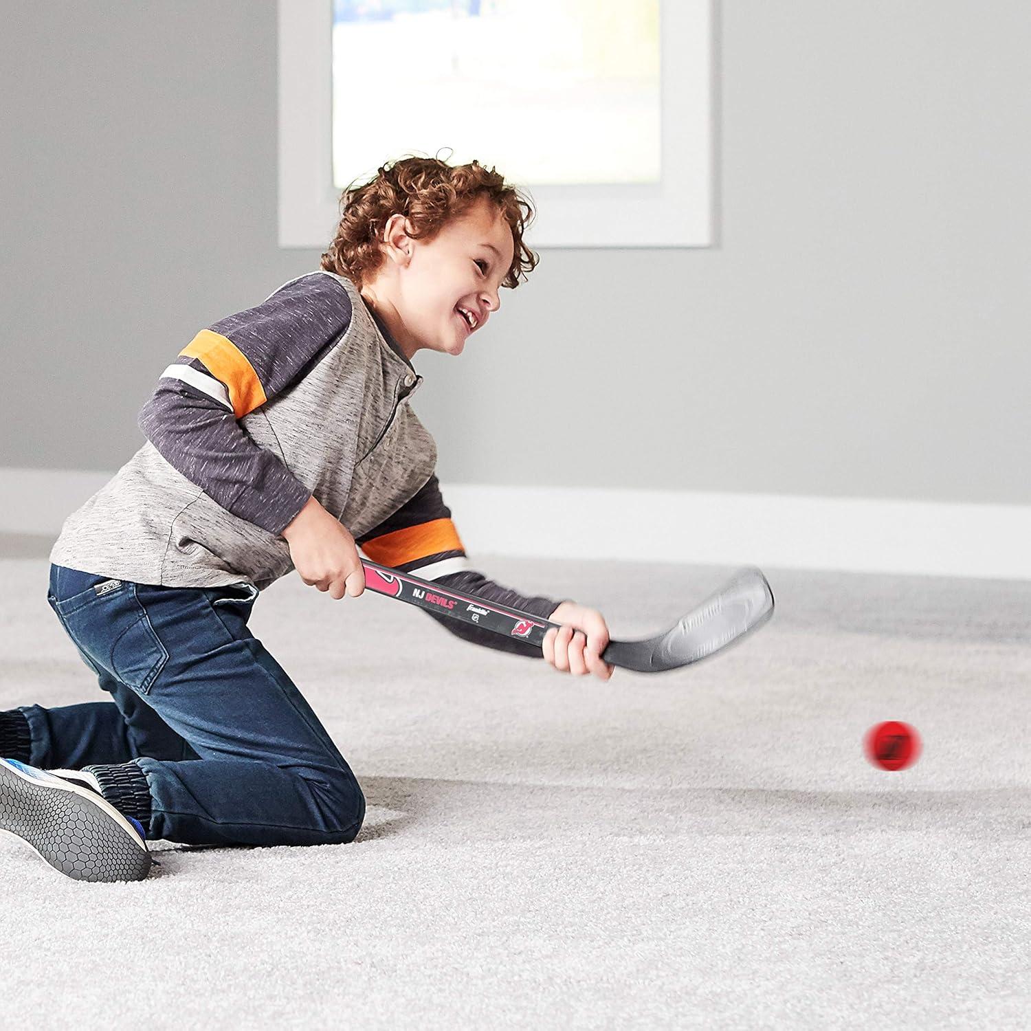 image:imageFranklin Sports NHL Mini Hockey Stick Set NHL Team Knee Hockey Stick and Ball Set Two Player Stick Set Great Toy for KidsNew Jersey Devils