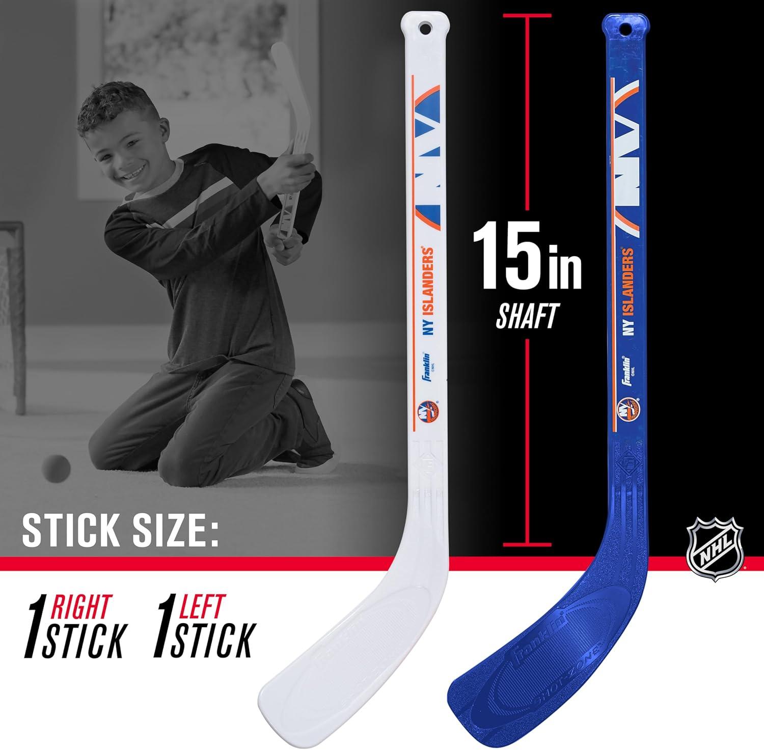 image:imageFranklin Sports NHL Mini Hockey Stick Set NHL Team Knee Hockey Stick and Ball Set Two Player Stick Set Great Toy for KidsNew York Islanders