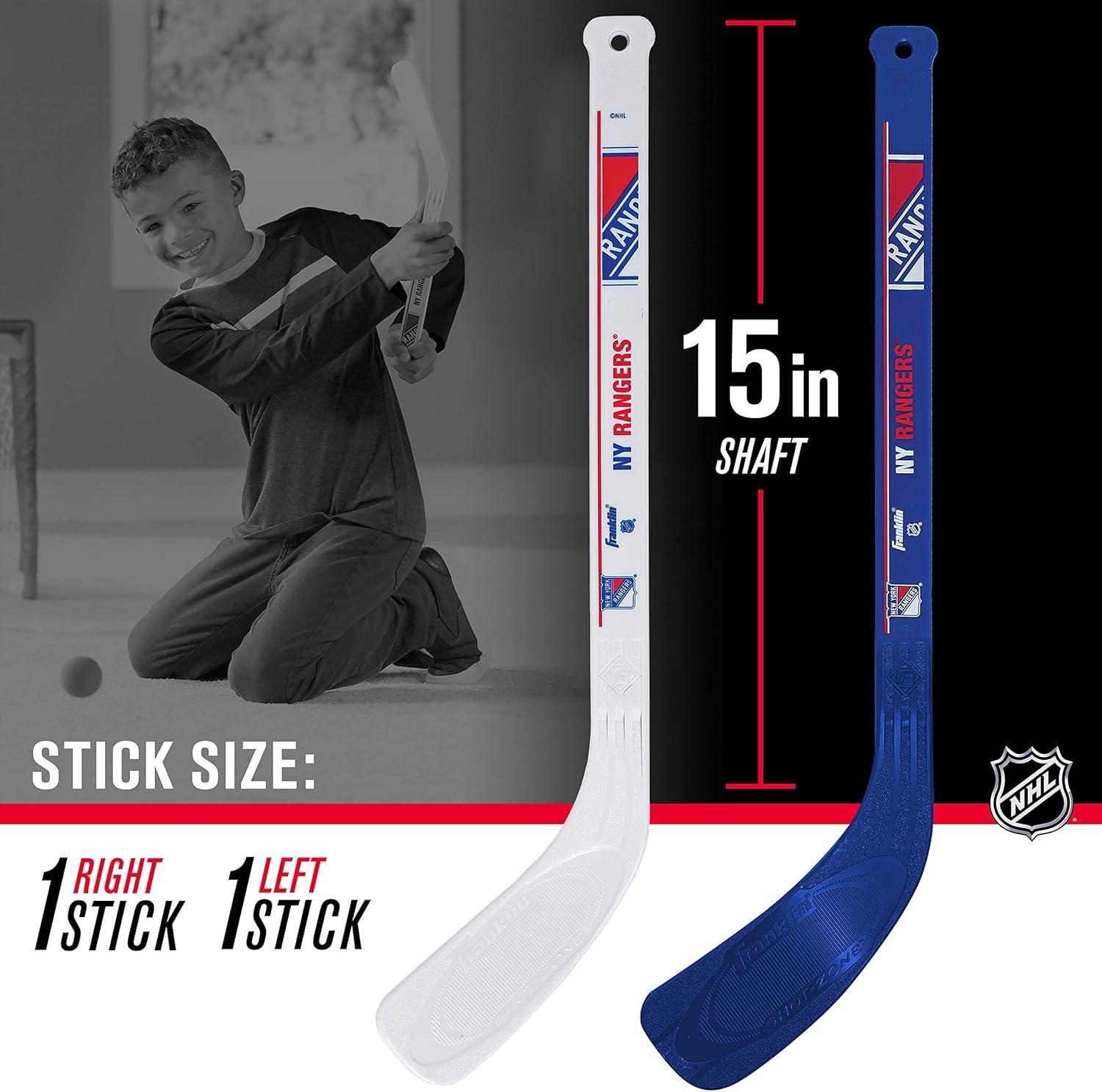 image:imageFranklin Sports NHL Mini Hockey Stick Set NHL Team Knee Hockey Stick and Ball Set Two Player Stick Set Great Toy for KidsNew York Rangers