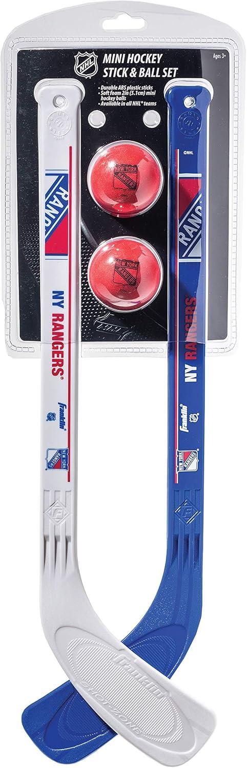 image:imageFranklin Sports NHL Mini Hockey Stick Set NHL Team Knee Hockey Stick and Ball Set Two Player Stick Set Great Toy for KidsNew York Rangers