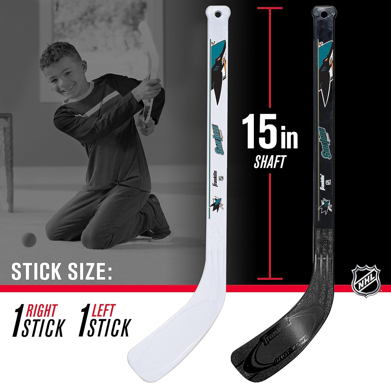 image:imageFranklin Sports NHL Mini Hockey Stick Set NHL Team Knee Hockey Stick and Ball Set Two Player Stick Set Great Toy for KidsSan Jose Sharks