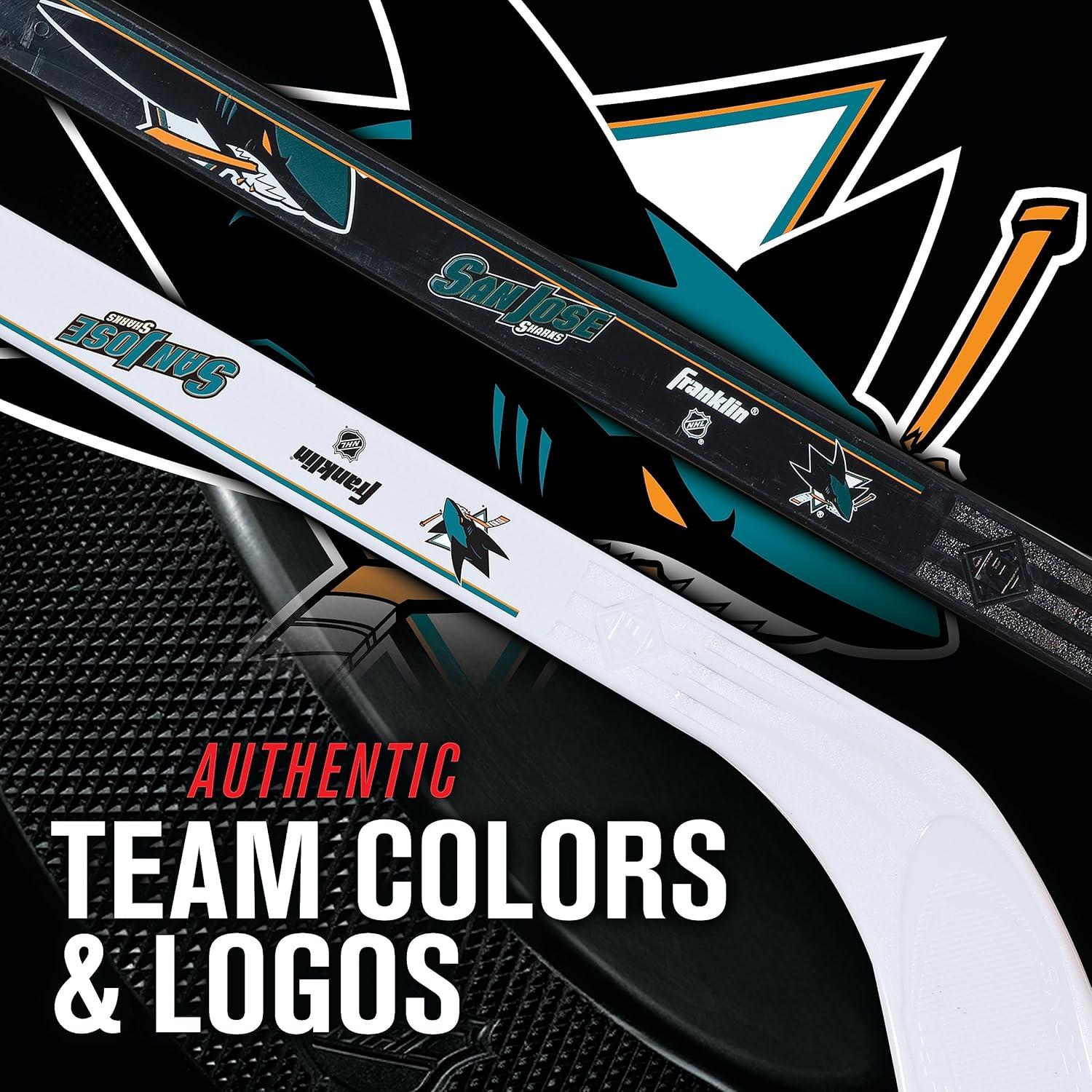 image:imageFranklin Sports NHL Mini Hockey Stick Set NHL Team Knee Hockey Stick and Ball Set Two Player Stick Set Great Toy for KidsSan Jose Sharks
