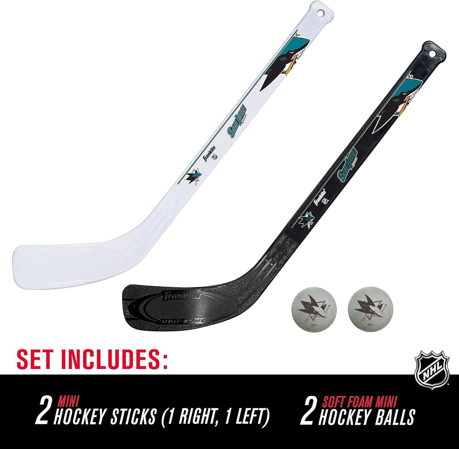 image:imageFranklin Sports NHL Mini Hockey Stick Set NHL Team Knee Hockey Stick and Ball Set Two Player Stick Set Great Toy for KidsSan Jose Sharks