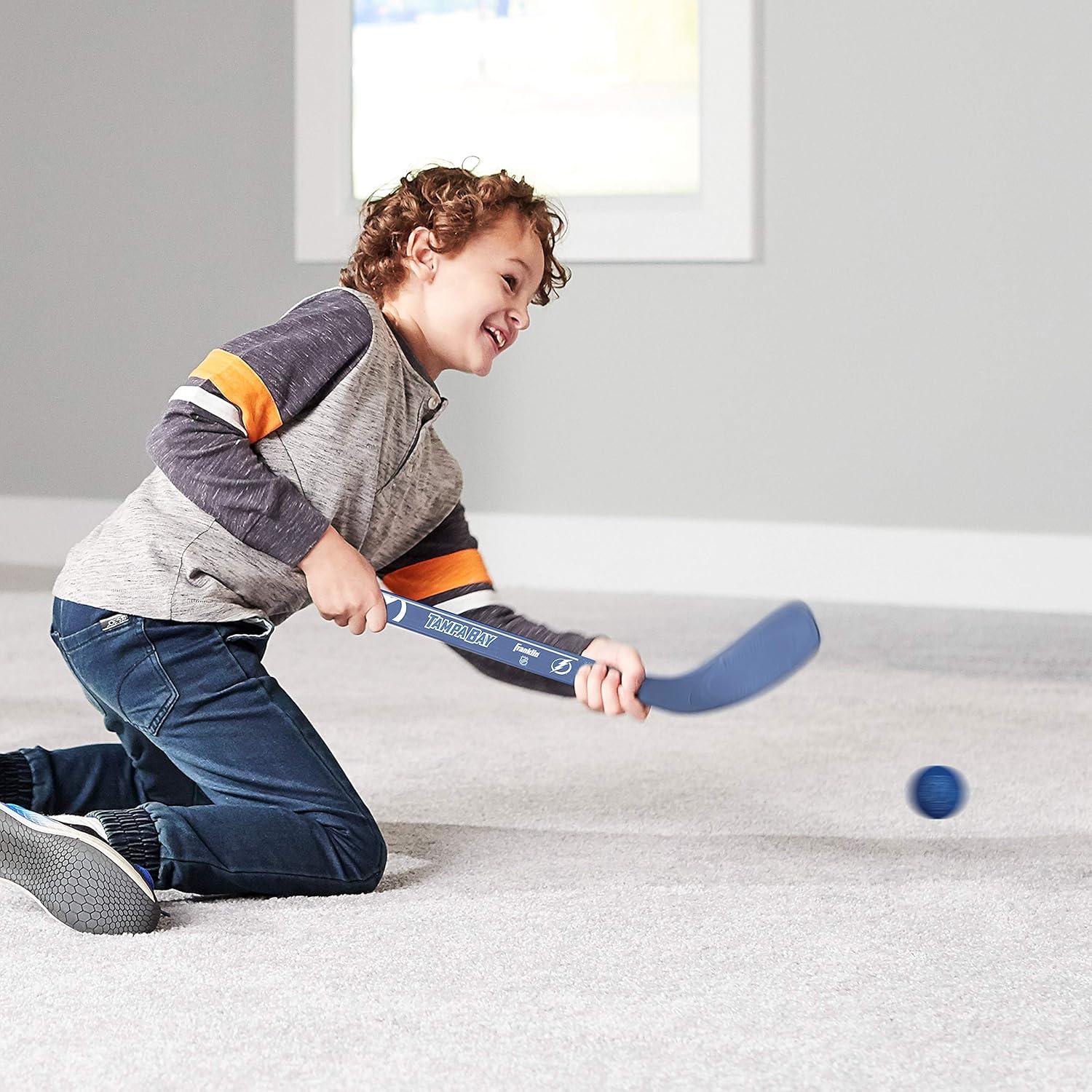 image:imageFranklin Sports NHL Mini Hockey Stick Set NHL Team Knee Hockey Stick and Ball Set Two Player Stick Set Great Toy for KidsTampa Bay Lightning