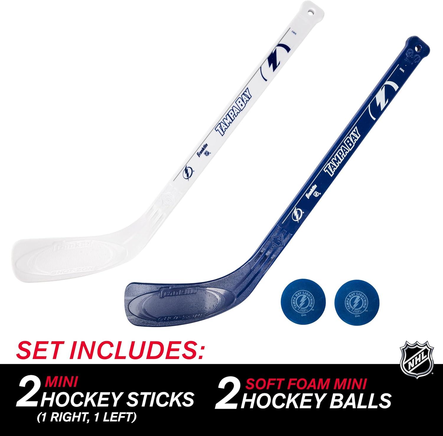 image:imageFranklin Sports NHL Mini Hockey Stick Set NHL Team Knee Hockey Stick and Ball Set Two Player Stick Set Great Toy for KidsTampa Bay Lightning