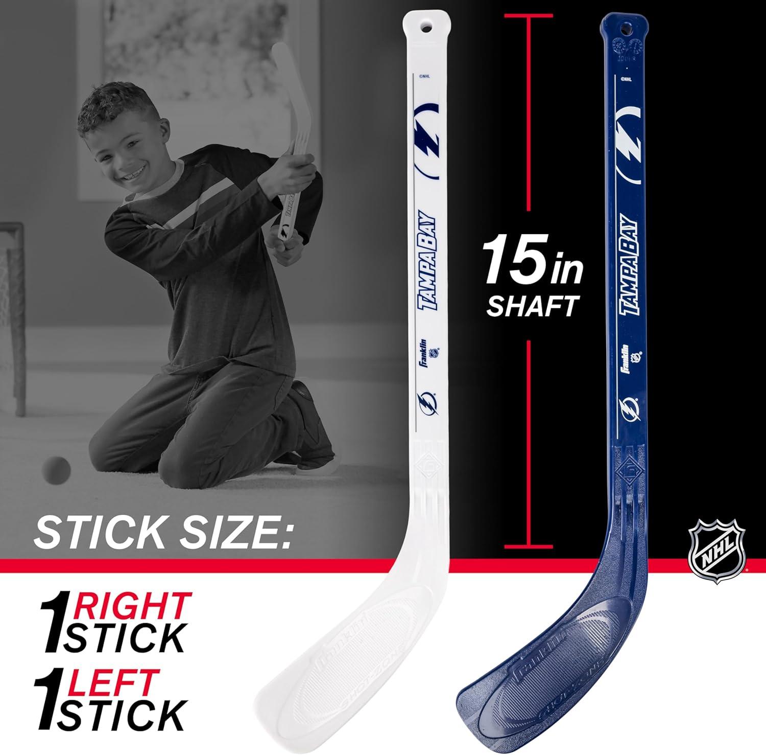 image:imageFranklin Sports NHL Mini Hockey Stick Set NHL Team Knee Hockey Stick and Ball Set Two Player Stick Set Great Toy for KidsTampa Bay Lightning